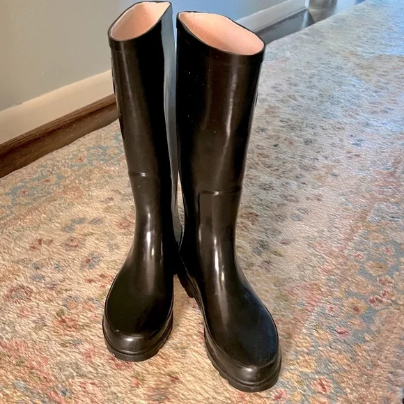Shoes Black Rubber Rain Boots With Top Buckle Poshmark